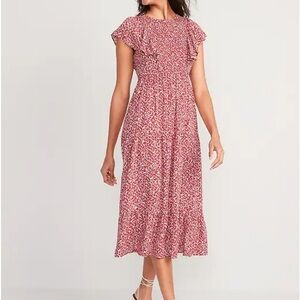 Old Navy Floral Red Midi Dress